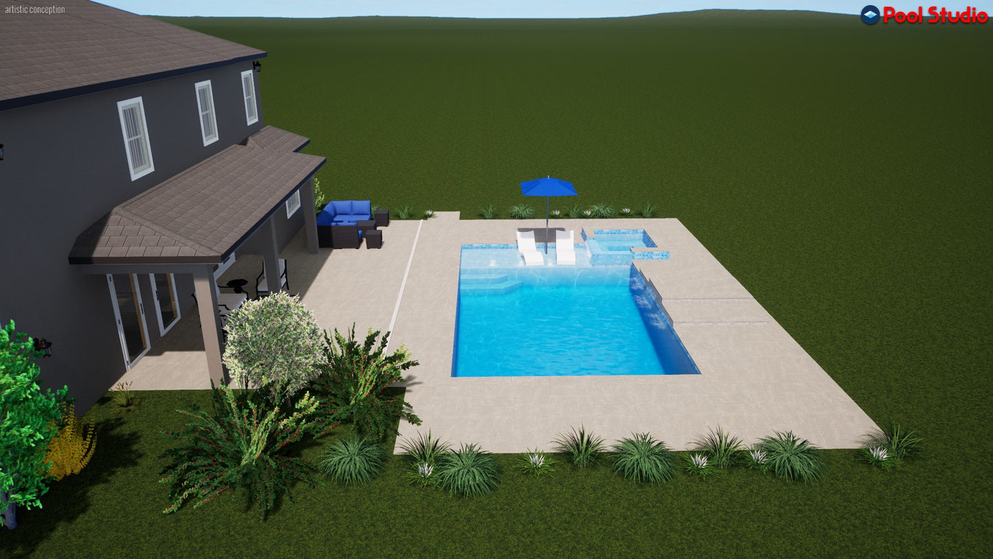 "Cacpal" LUXURY CUSTOM 3D POOL DESIGN FOR POOL BUILDER CLIENT