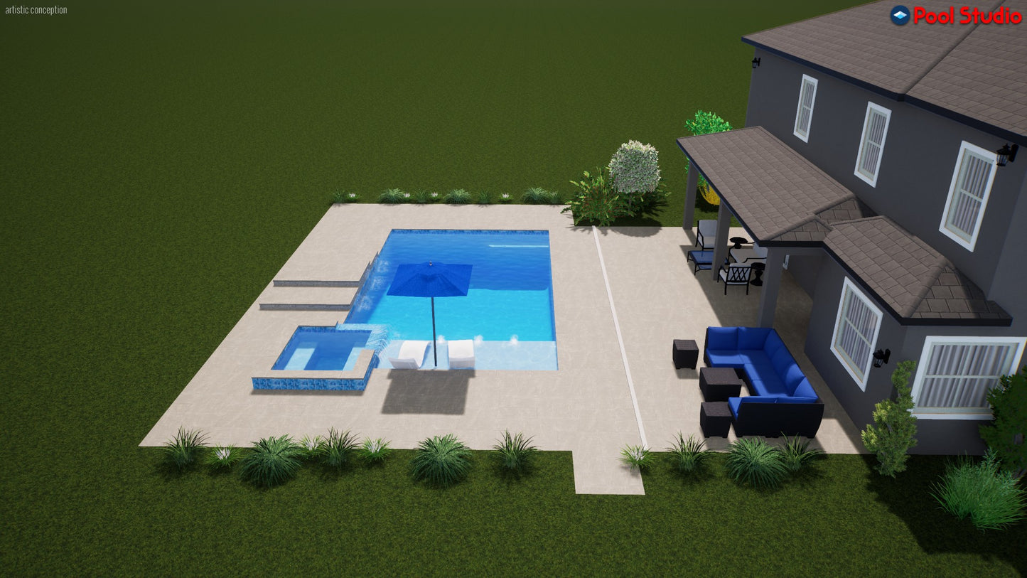 "Cacpal" LUXURY CUSTOM 3D POOL DESIGN FOR POOL BUILDER CLIENT