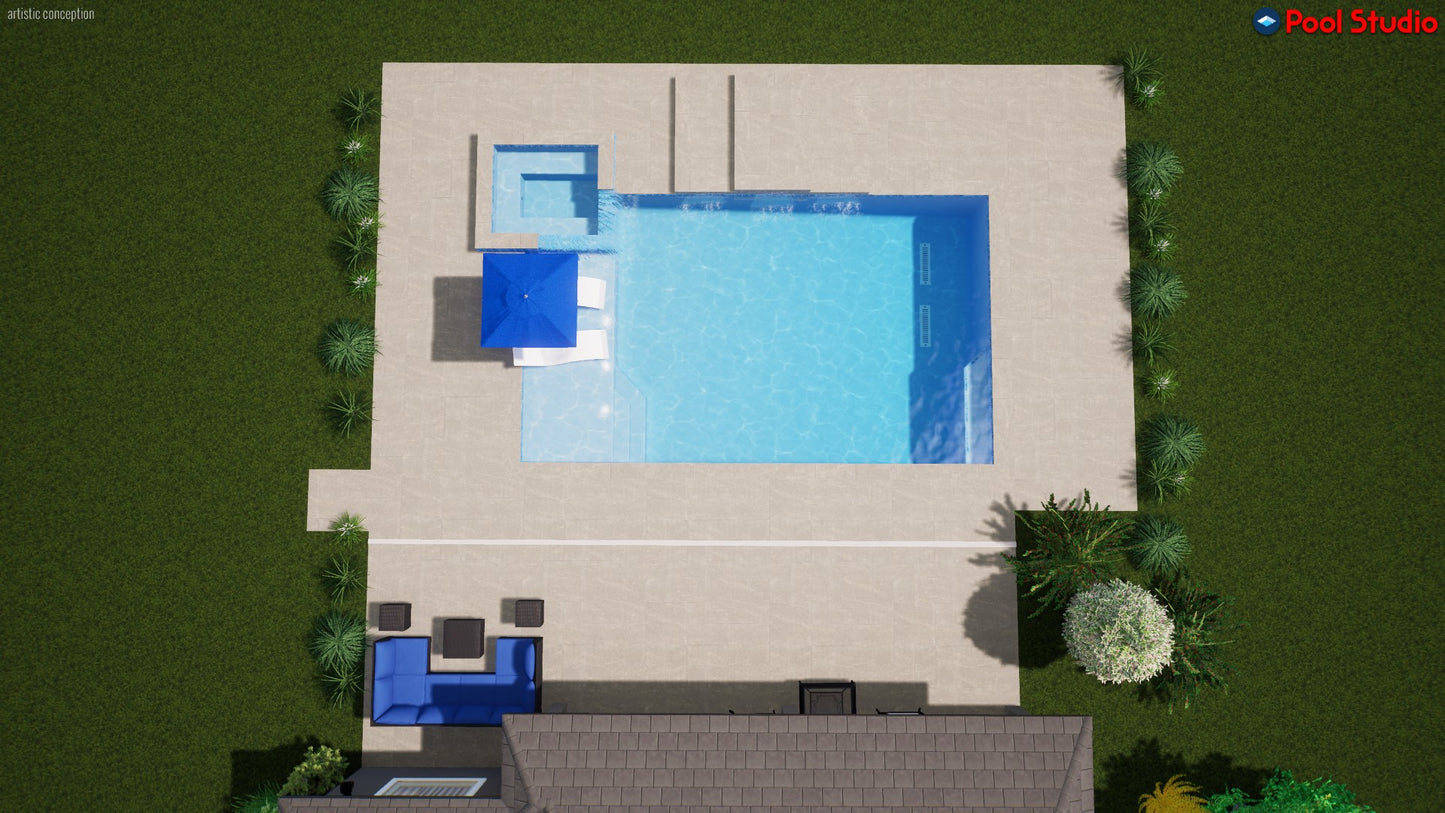 "Cacpal" LUXURY CUSTOM 3D POOL DESIGN FOR POOL BUILDER CLIENT