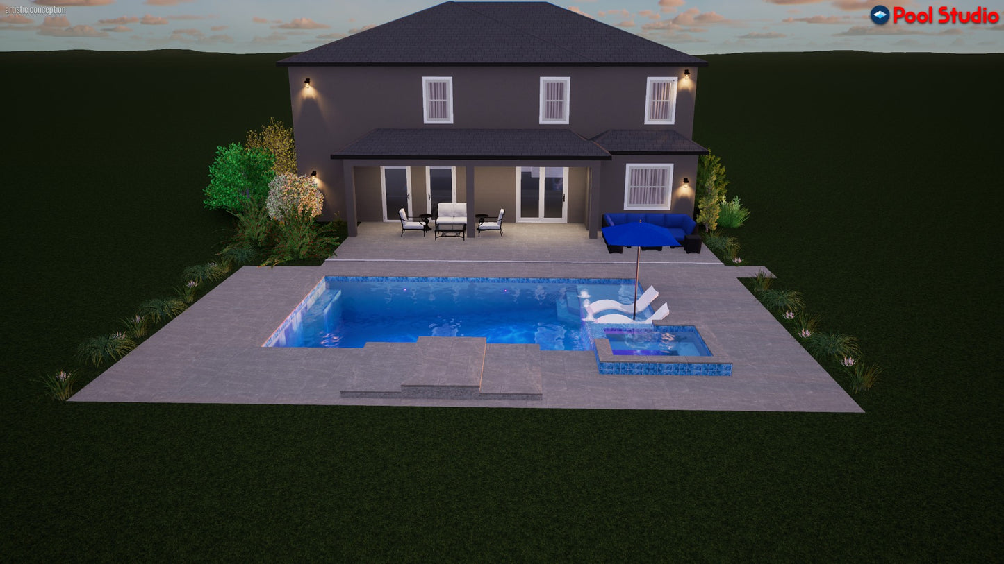 "Cacpal" LUXURY CUSTOM 3D POOL DESIGN FOR POOL BUILDER CLIENT