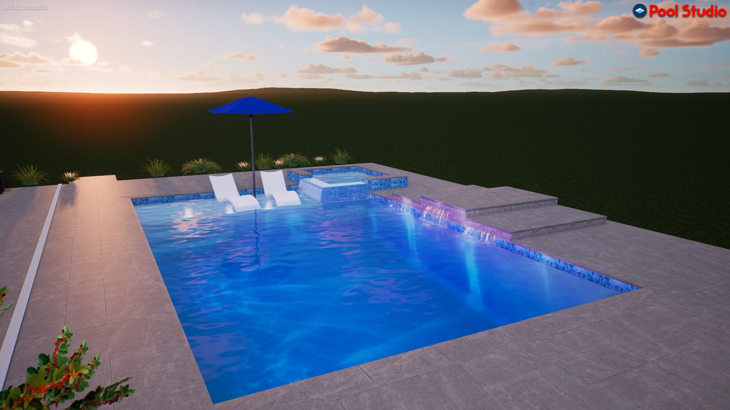 "Cacpal" LUXURY CUSTOM 3D POOL DESIGN FOR POOL BUILDER CLIENT