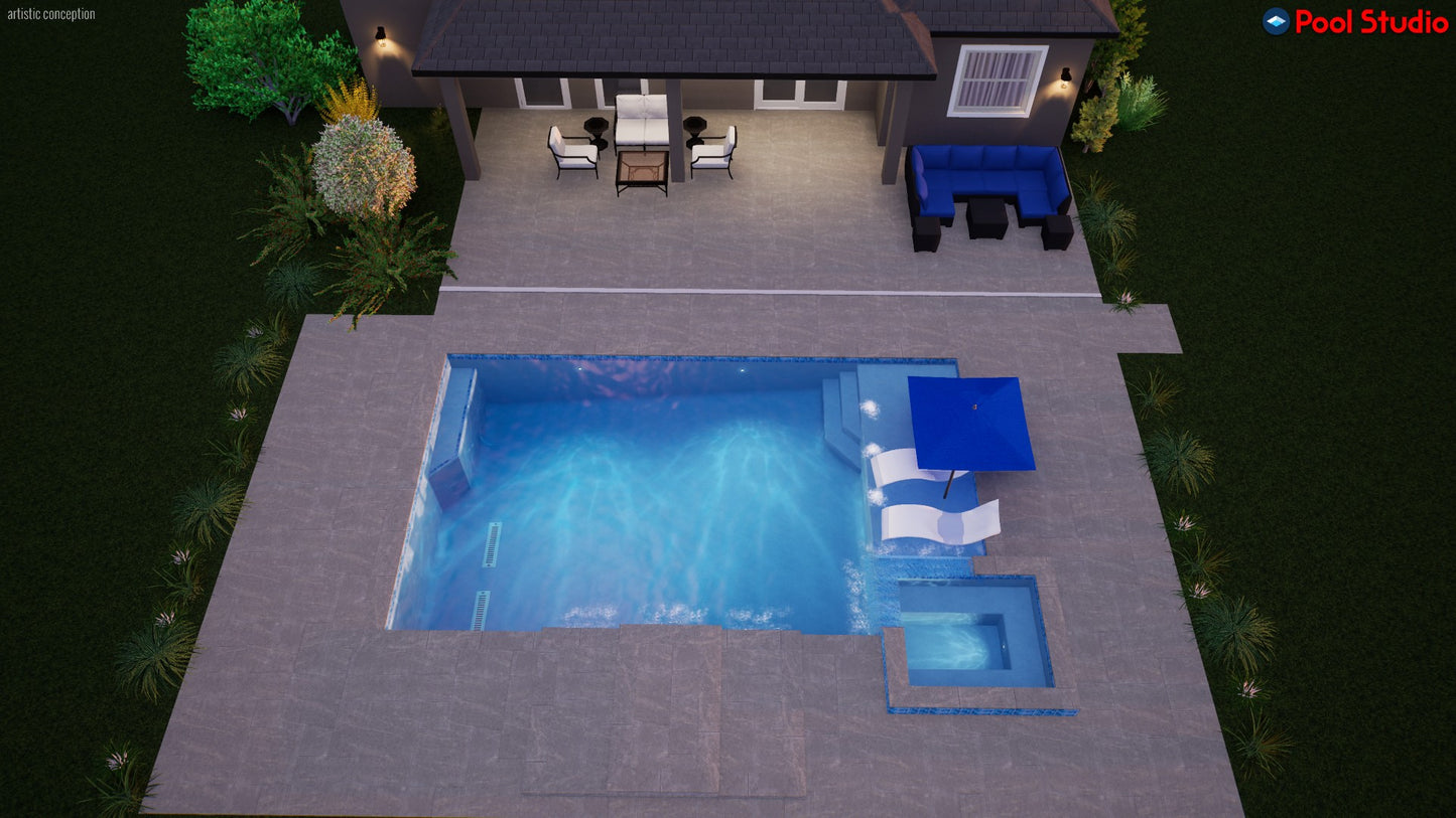 "Cacpal" LUXURY CUSTOM 3D POOL DESIGN FOR POOL BUILDER CLIENT