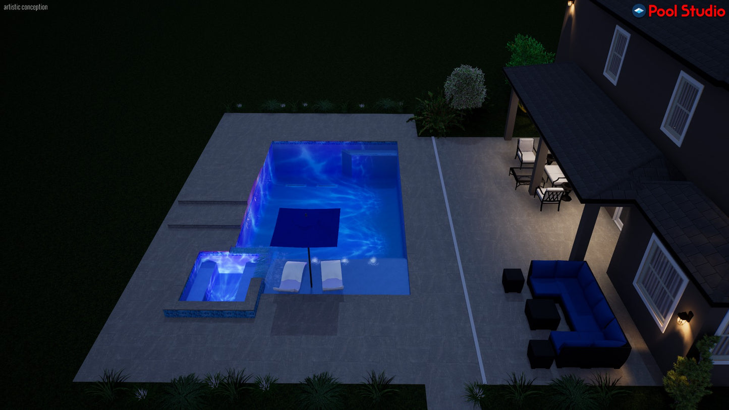 "Cacpal" LUXURY CUSTOM 3D POOL DESIGN FOR POOL BUILDER CLIENT