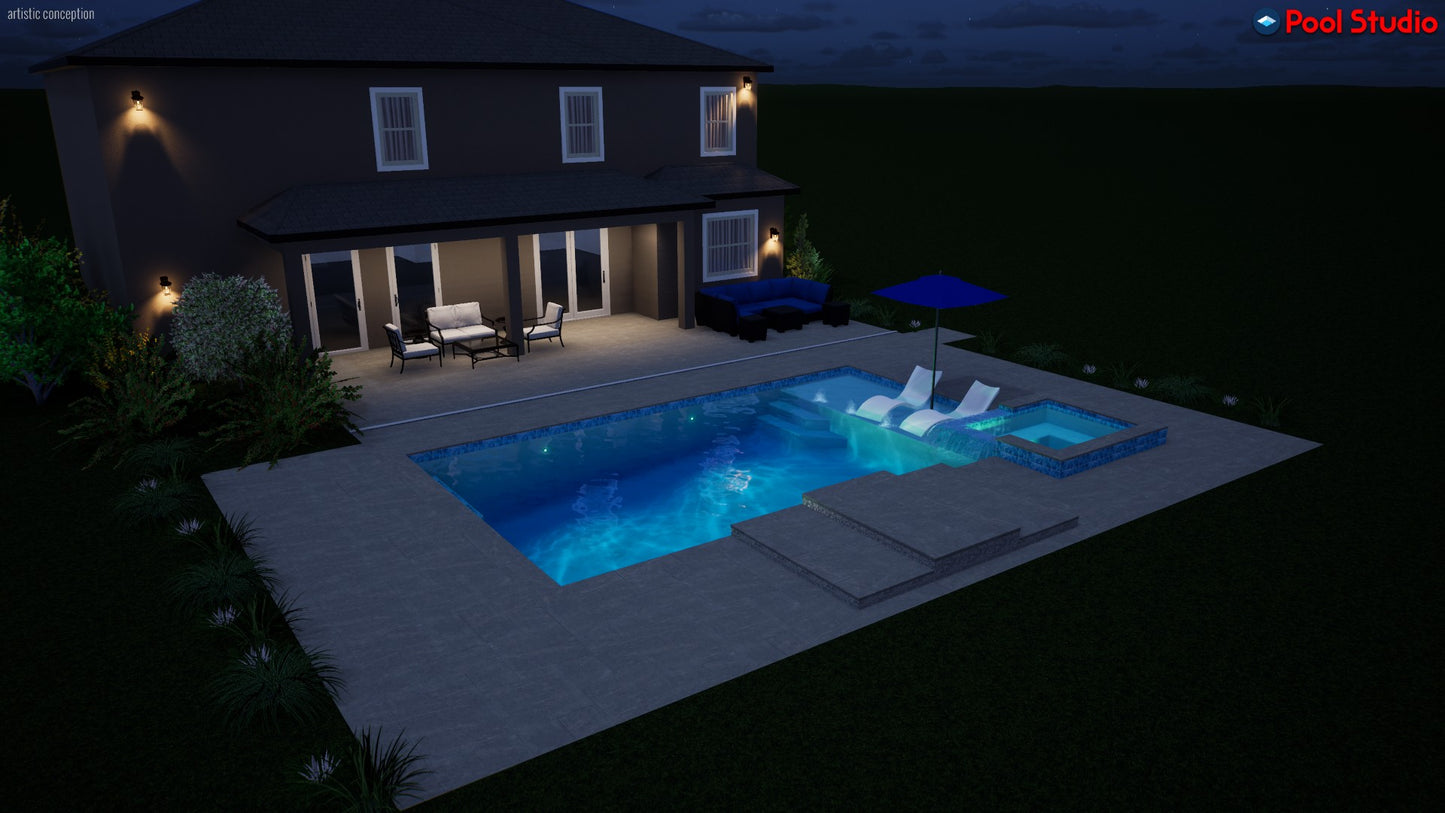 "Cacpal" LUXURY CUSTOM 3D POOL DESIGN FOR POOL BUILDER CLIENT