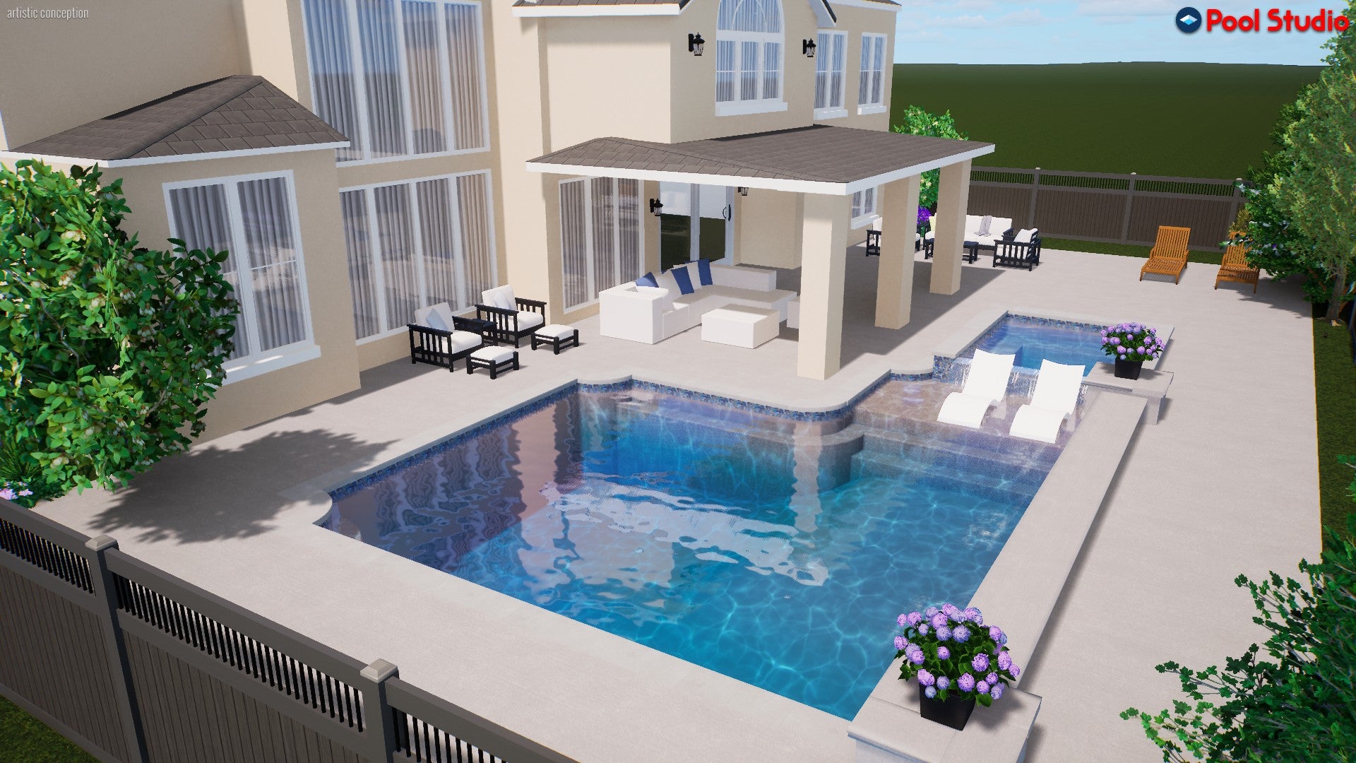 "Cruz" LUXURY CUSTOM 3D POOL DESIGN FOR POOL BUILDER CLIENT – PoolDes