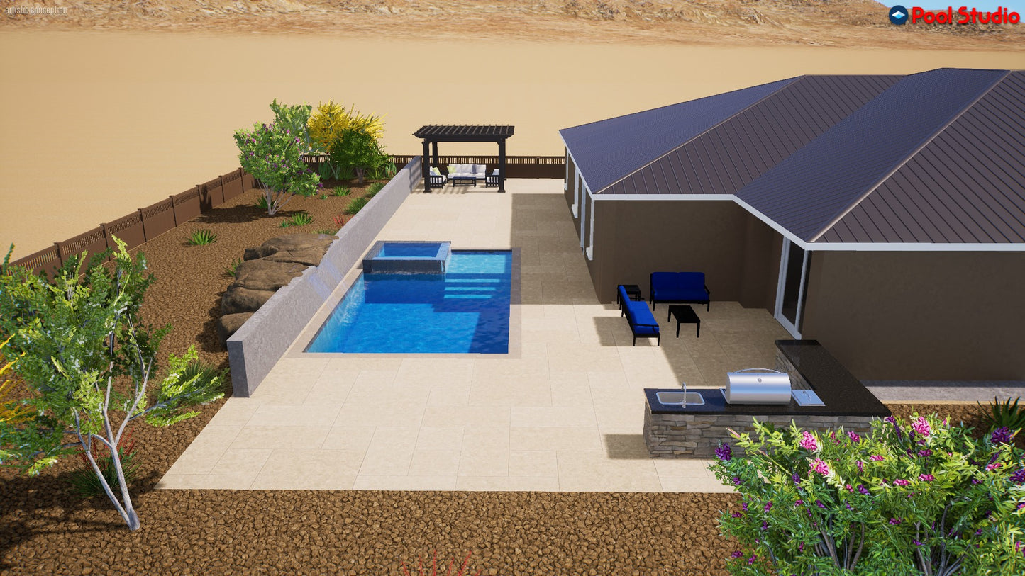 "First Class" LUXURY CUSTOM 3D POOL DESIGN FOR POOL BUILDER CLIENT