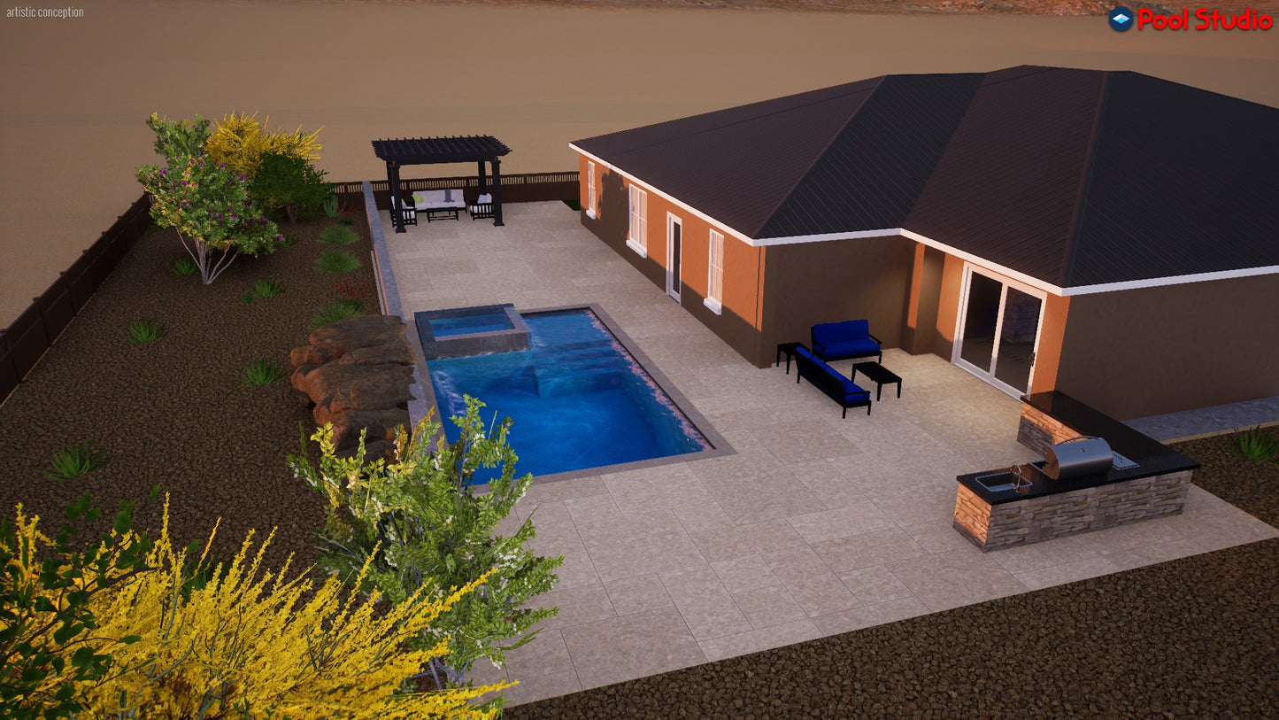 "First Class" LUXURY CUSTOM 3D POOL DESIGN FOR POOL BUILDER CLIENT