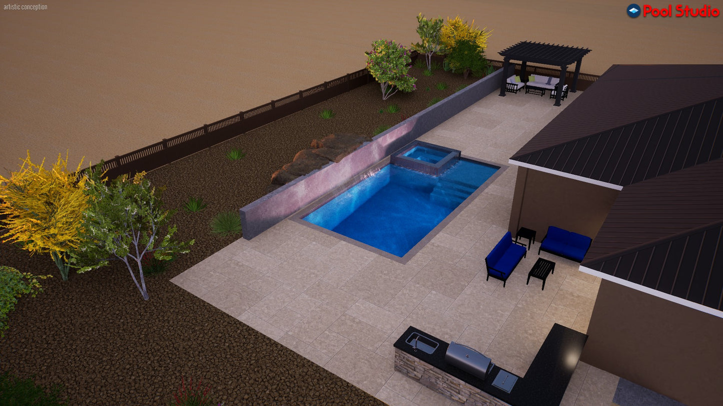 "First Class" LUXURY CUSTOM 3D POOL DESIGN FOR POOL BUILDER CLIENT