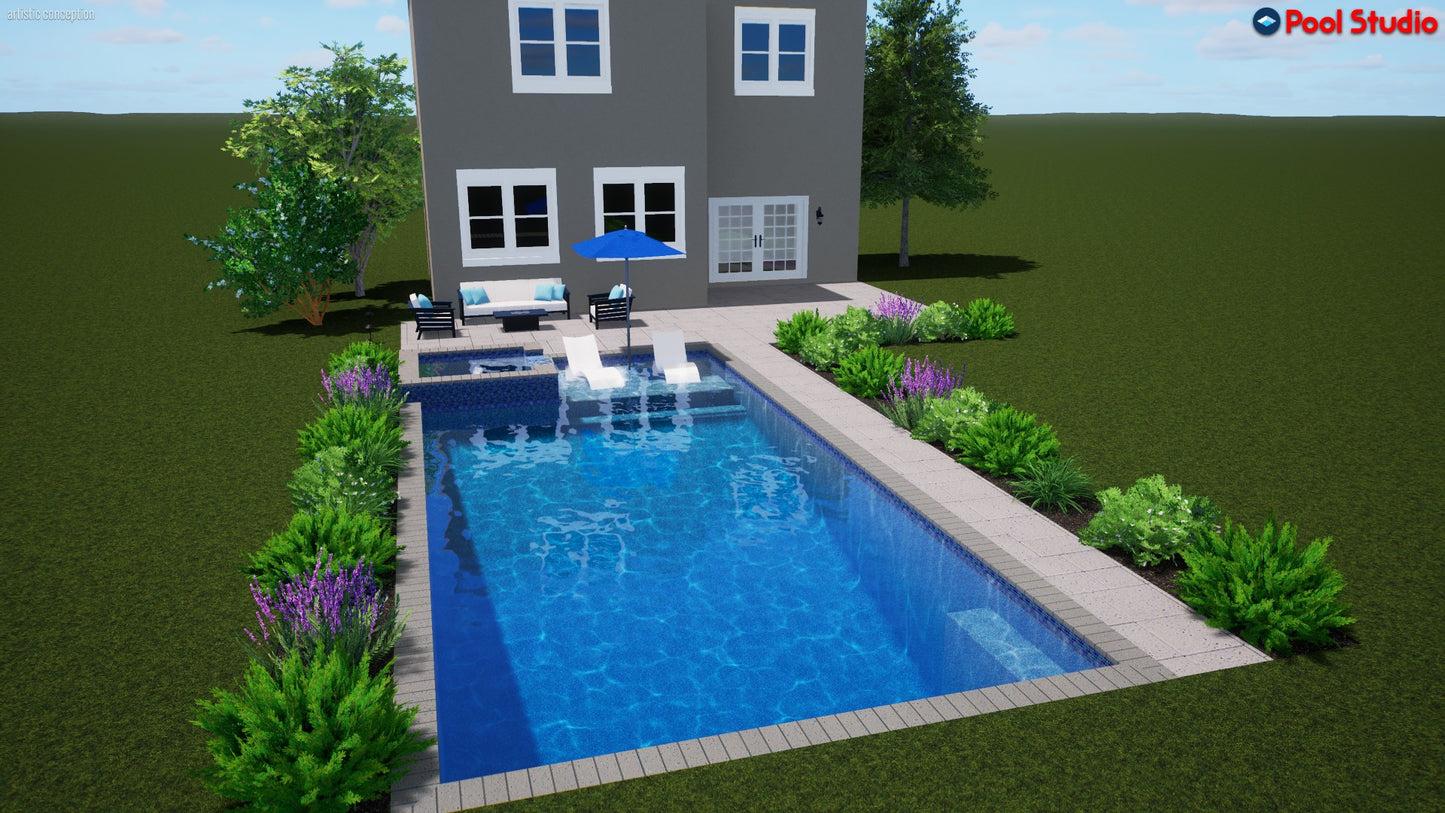 "Farrell" LUXURY CUSTOM 3D POOL DESIGN FOR POOL BUILDER CLIENT