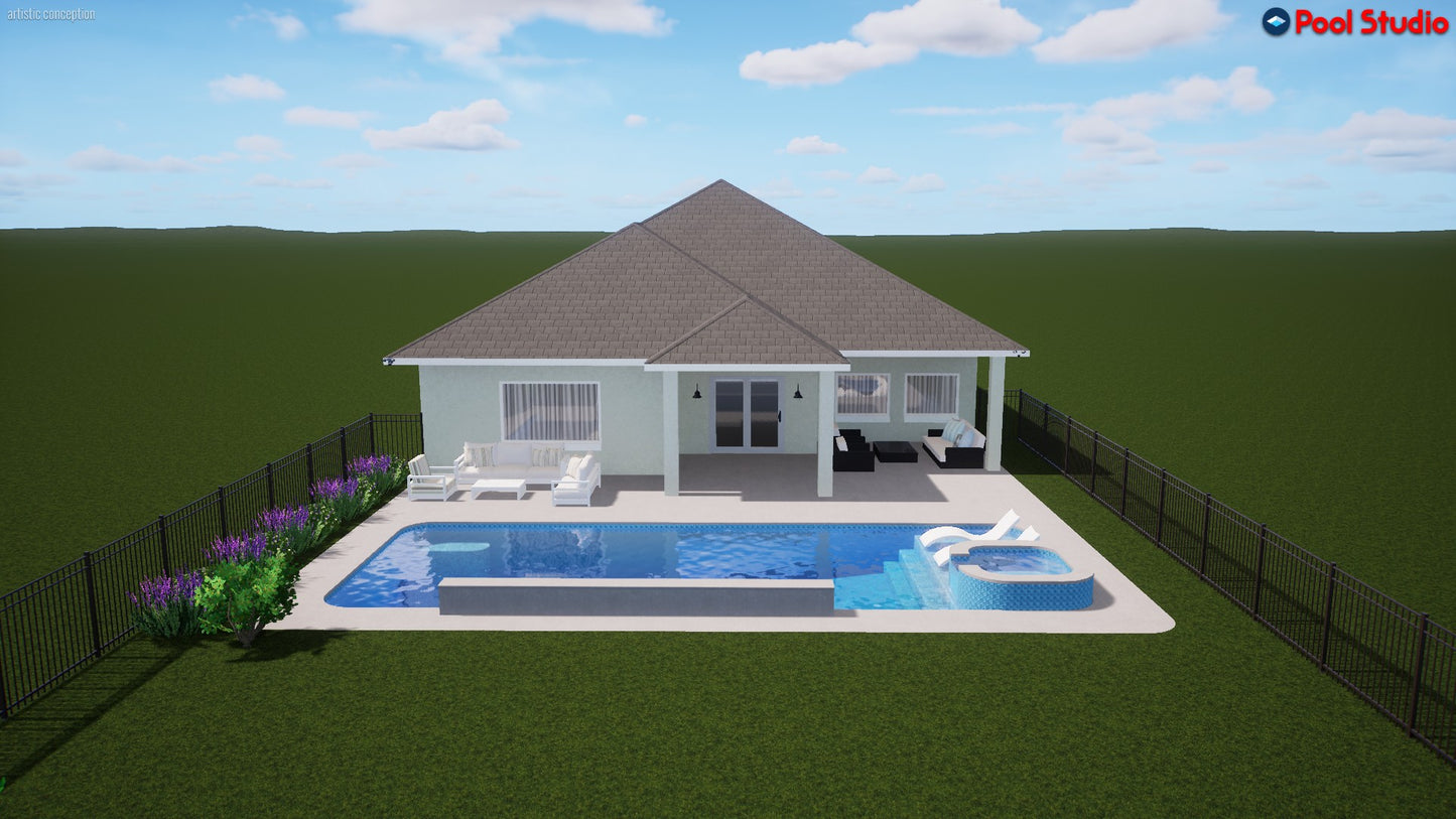 "Carroll" LUXURY CUSTOM 3D POOL DESIGN FOR POOL BUILDER CLIENT