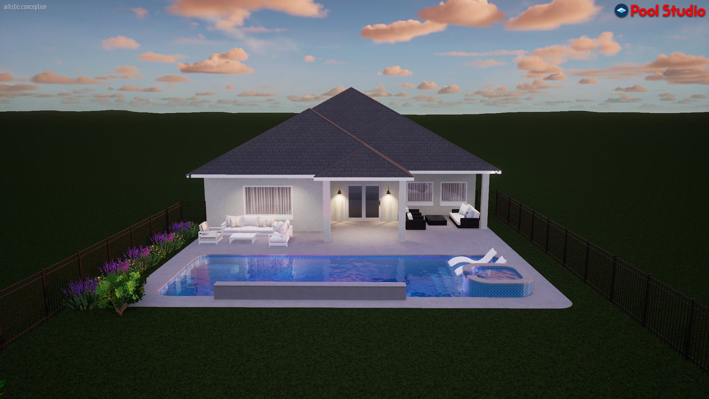 "Carroll" LUXURY CUSTOM 3D POOL DESIGN FOR POOL BUILDER CLIENT