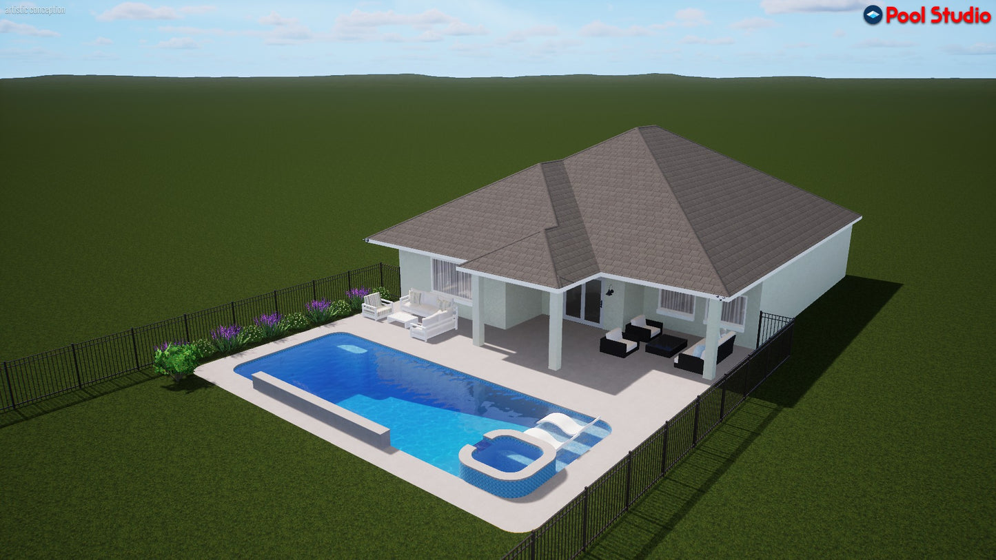 "Carroll" LUXURY CUSTOM 3D POOL DESIGN FOR POOL BUILDER CLIENT