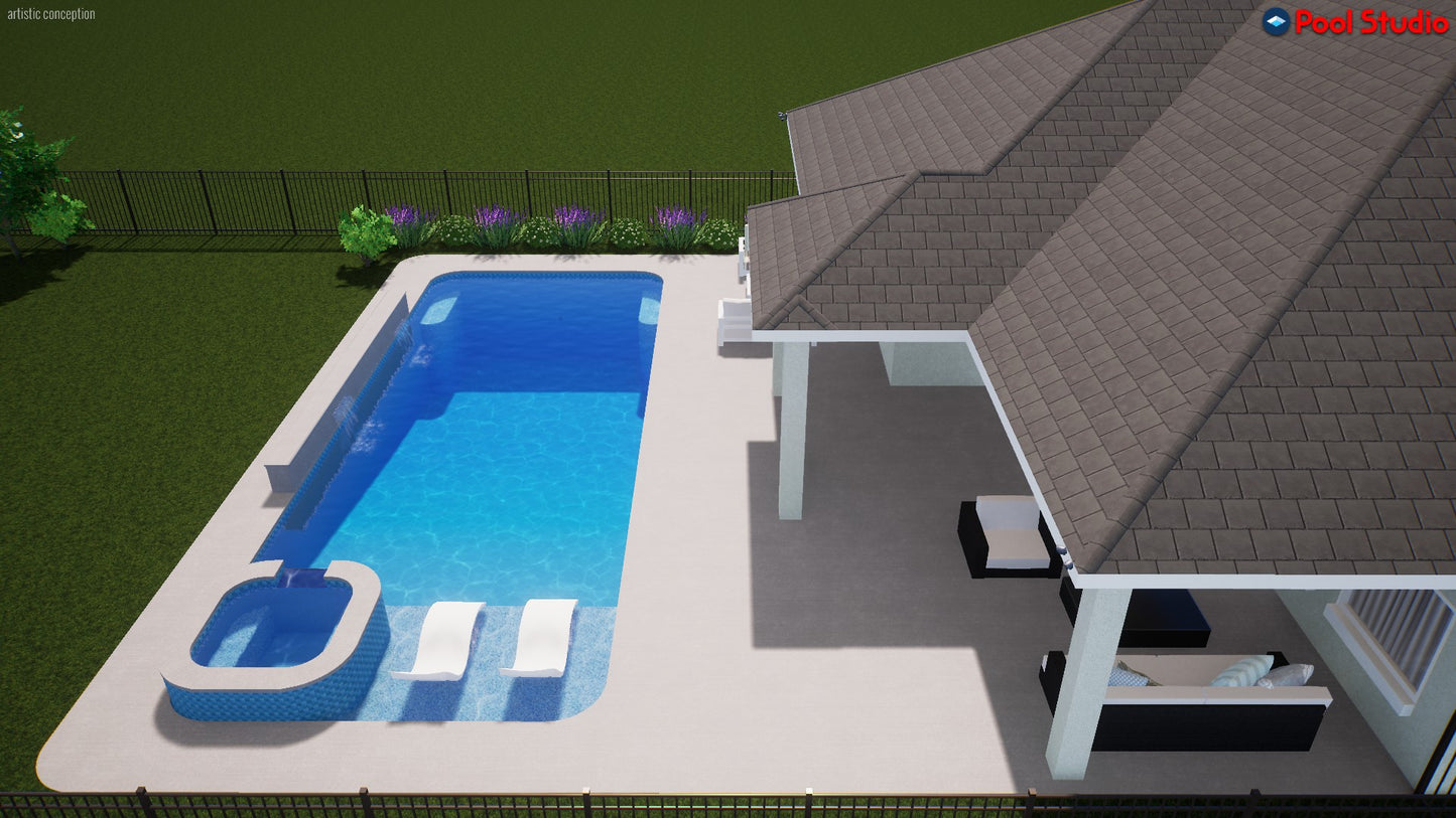 "Carroll" LUXURY CUSTOM 3D POOL DESIGN FOR POOL BUILDER CLIENT