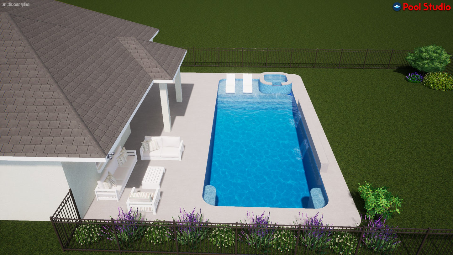 "Carroll" LUXURY CUSTOM 3D POOL DESIGN FOR POOL BUILDER CLIENT