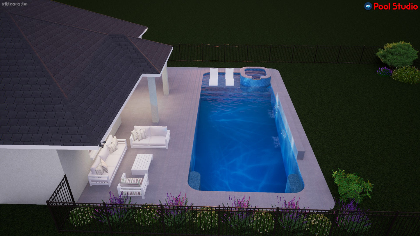 "Carroll" LUXURY CUSTOM 3D POOL DESIGN FOR POOL BUILDER CLIENT