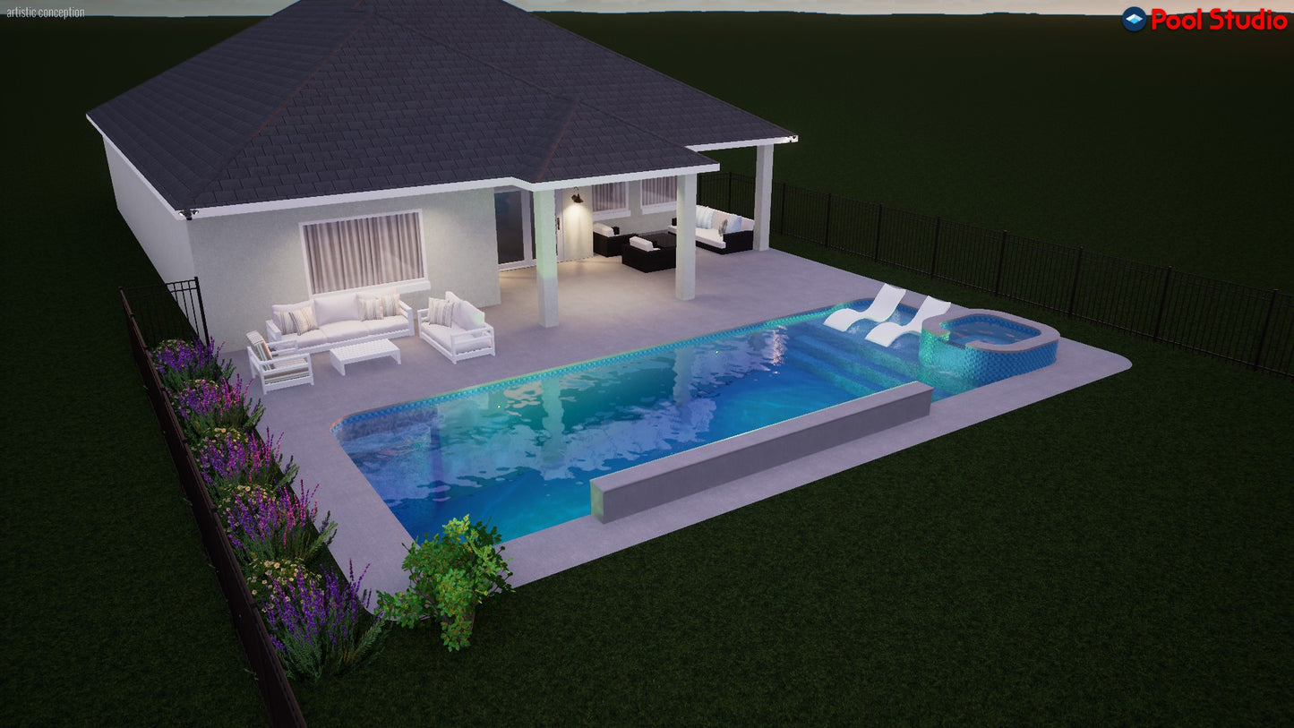 "Carroll" LUXURY CUSTOM 3D POOL DESIGN FOR POOL BUILDER CLIENT