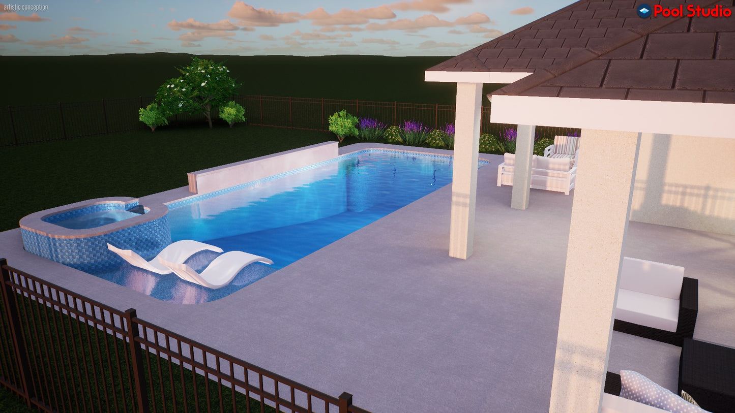 "Carroll" LUXURY CUSTOM 3D POOL DESIGN FOR POOL BUILDER CLIENT