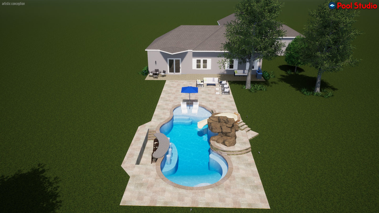 "Scott" LUXURY CUSTOM 3D POOL DESIGN FOR POOL BUILDER CLIENT