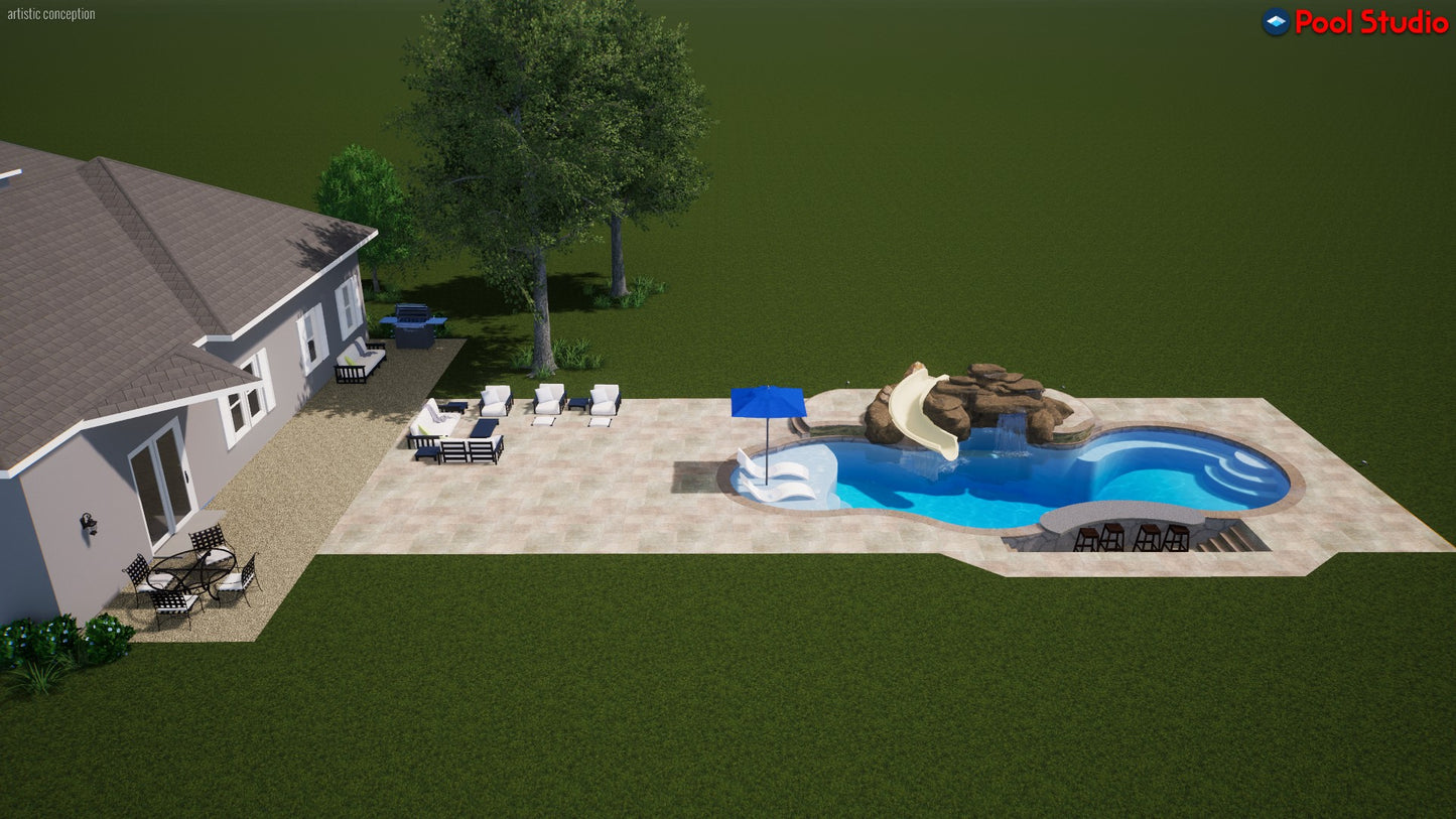 "Scott" LUXURY CUSTOM 3D POOL DESIGN FOR POOL BUILDER CLIENT