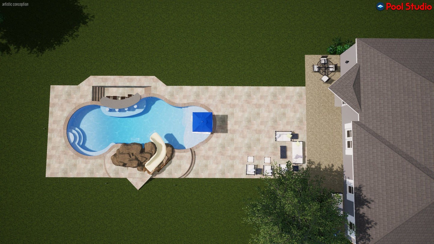 "Scott" LUXURY CUSTOM 3D POOL DESIGN FOR POOL BUILDER CLIENT