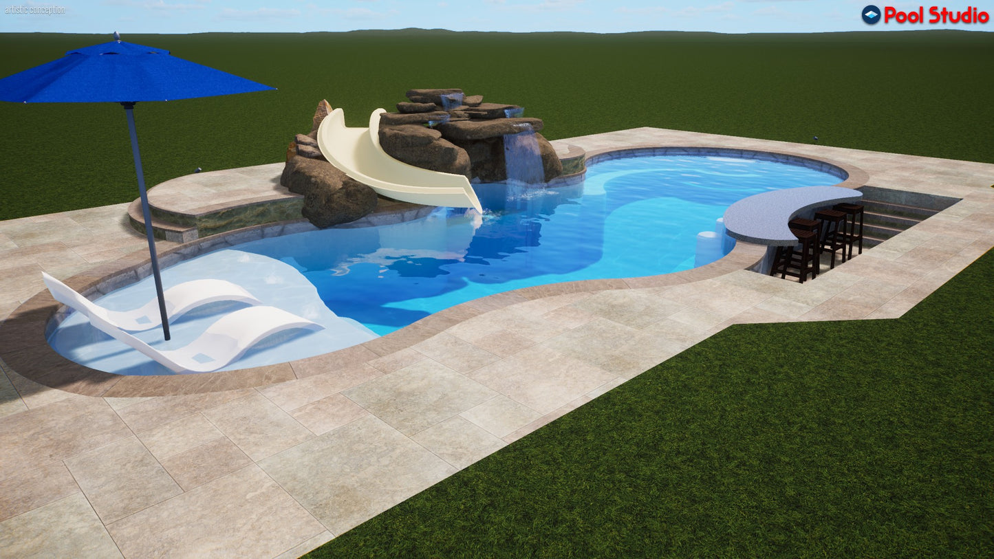 "Scott" LUXURY CUSTOM 3D POOL DESIGN FOR POOL BUILDER CLIENT