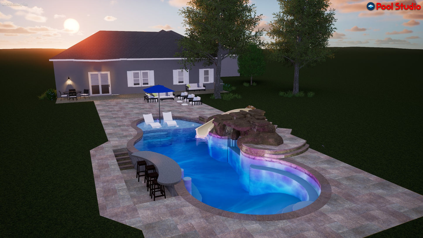 "Scott" LUXURY CUSTOM 3D POOL DESIGN FOR POOL BUILDER CLIENT