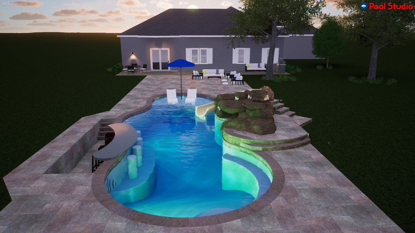 "Scott" LUXURY CUSTOM 3D POOL DESIGN FOR POOL BUILDER CLIENT