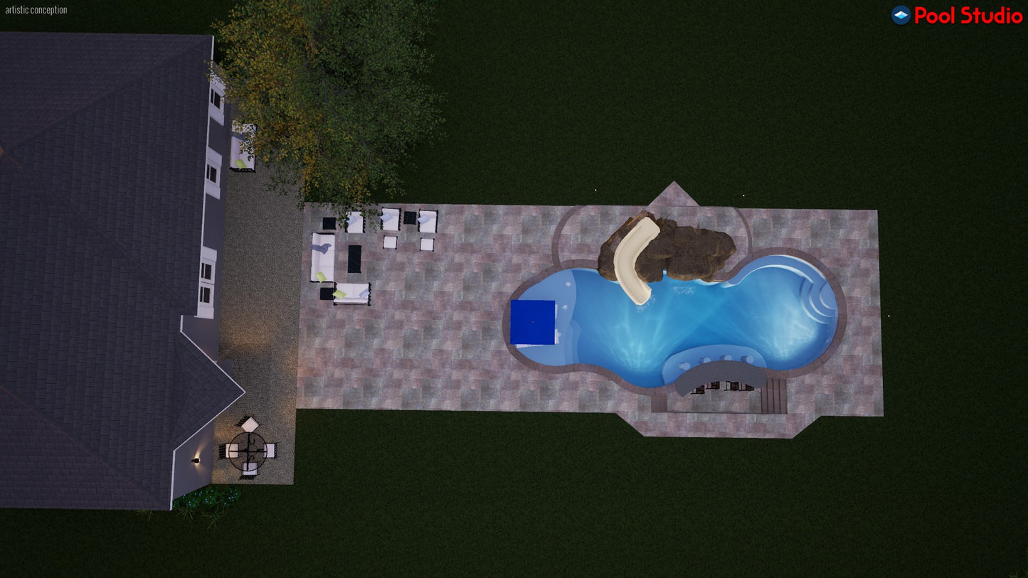 "Scott" LUXURY CUSTOM 3D POOL DESIGN FOR POOL BUILDER CLIENT