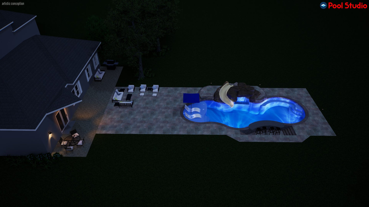 "Scott" LUXURY CUSTOM 3D POOL DESIGN FOR POOL BUILDER CLIENT