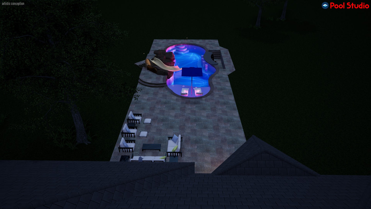 "Scott" LUXURY CUSTOM 3D POOL DESIGN FOR POOL BUILDER CLIENT