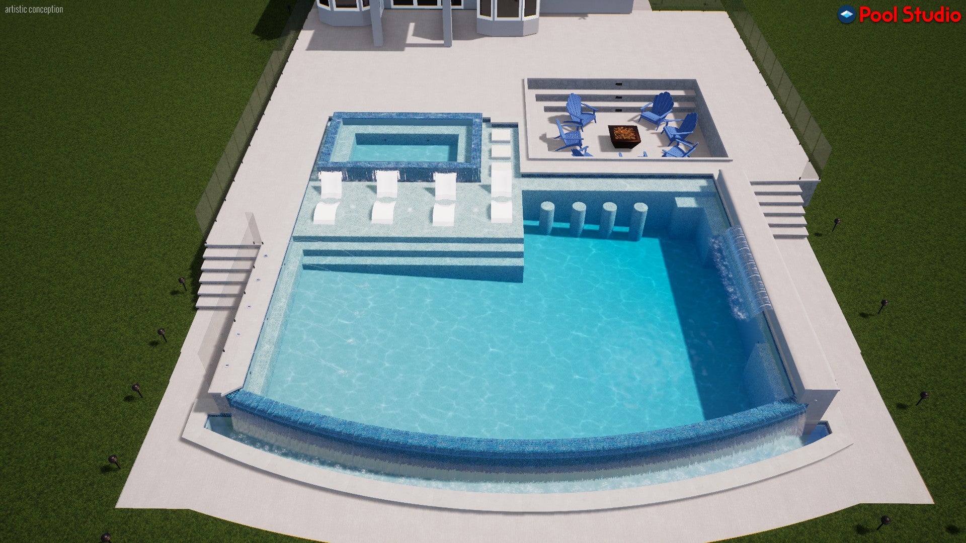 "Tiffany" LUXURY CUSTOM 3D POOL DESIGN FOR POOL BUILDER CLIENT – PoolDes